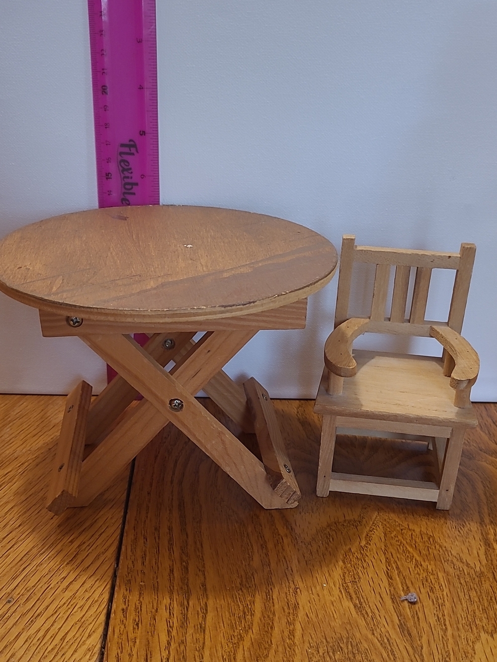 Unbranded Vintage Wood1/6 scale Table and Chair .Perfect DIY Projet and Repaint.